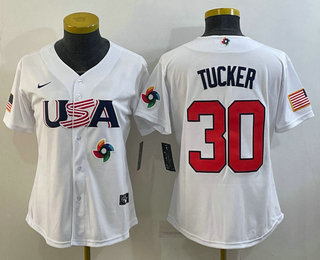 Women's USA Baseball #30 Kyle Tucker 2023 White World Classic Stitched Jerseys,We sell and wholesale Women's USA Baseball #30 Kyle Tucker 2023 White World Classic Stitched Jerseys on line form chian!